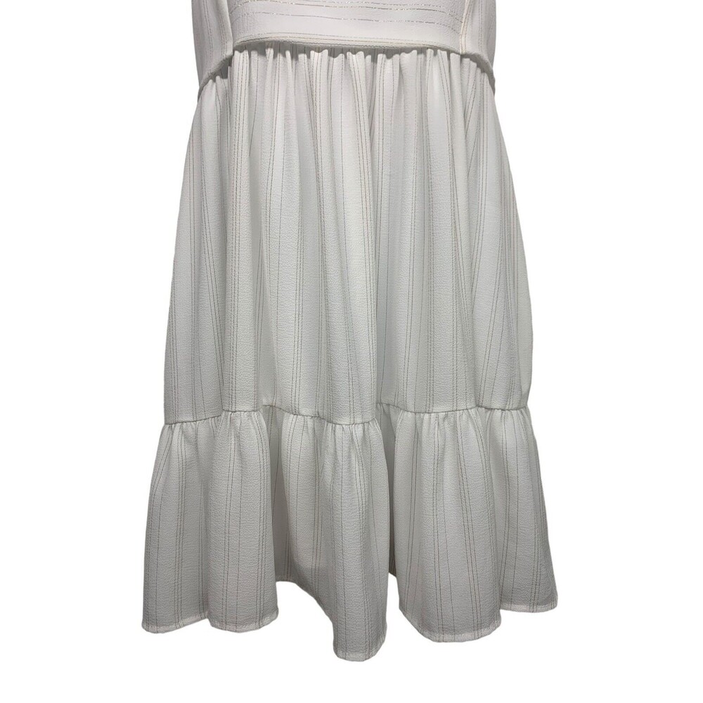 Lucy in the Sky Women's size XL White Striped Babydoll Ruffle Dress Tie Back - Picture 5 of 8